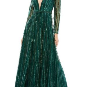 Mac Duggal Beaded Elegant Green Evening Gown